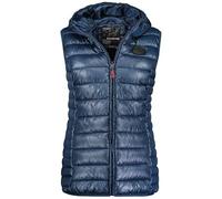 Geographical Norway Annecy Vest Hood Lady - Weste Damen Warme Mann Herbst Winter - Warme Manteljacke leicht Kapuze - Daunenjacke Winterjacke kurze Ärmel Polsterung - Frauen (Marineblau L)