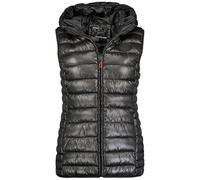 Geographical Norway Annecy Vest Hood Lady - Weste Damen Warme Mann Herbst Winter - Warme Manteljacke leicht Kapuze - Daunenjacke Winterjacke kurze Ärmel Polsterung - Frauen (Schwarz L)