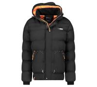Geographical Norway Badibere Herren-Daunenjacke mit Kapuze, warm, wasserdicht, winddicht, gepolstert, Wärmeisolierung, leichte und bequeme Jacke, für Kälte, Schwarz , S