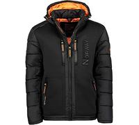Geographical Norway Beachwood Men - Winterjacke Hooded Herren Parka - Warme Daunenjacken Steppjacke - Jacke Wattierung Warm Futter (Schwarz L)