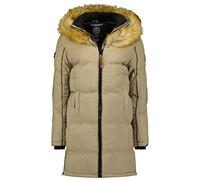 Geographical Norway Beautiful Lady - Warm Mid Thick Parka Frauen Herbst Winter - Fin Mantel Kapuze Pelz - Jacke Windschnitt Daunenjacke Long - Ideal Geschenk Elegant Fraus (Beige XXL-Größe 5)
