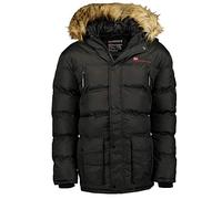 Geographical Norway Bravici Men - Parka Groß Warm Mann Herbst Winter - Dicker Wasserdichter Mantel Wasserabweisend - Outdoor Pelz Kapuzenjacke - Winter Windjacke (Schwarz S)