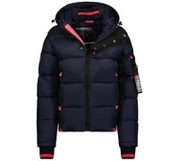 Geographical Norway Calix Lady - Winterjacke Damen Warme Steppung Mann Herbst Winter - Warme Manteljacke leicht Kapuze - Daunenjacke Windstopper Langarm Polsterung - Frauen (Marineblau Rosa Flash L)