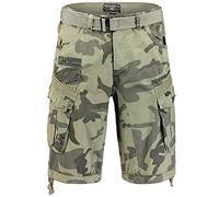 Geographical Norway Cargo Bermuda Short Shorts with Belt Hunter Shorts with Bandana UD, Greycamo 2, L