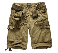 Geographical Norway Cargo Shorts Kurze Hose Bermuda mit Gürtel Short Hunter im Bundle mit UD Bandana (4XL, Mastic)