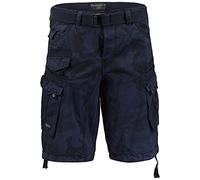 Geographical Norway Cargo Shorts Kurze Hose Bermuda mit Gürtel Short Hunter im Bundle mit UD Bandana (XL, Navy)