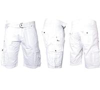 Geographical Norway Cargo Shorts Kurze Hose Knielang Short Bermuda Sommer Urlaub Freizeit FVS Production H-H, Hosengröße:3XL, Farbe:Weiß
