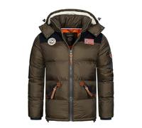 Geographical Norway Celian Men - Winterjacke Herren Warme Steppung Mann Herbst Winter - Warme Manteljacke leicht Kapuze - Daunenjacke Windstopper Langarm Polsterung - Männer (Khaki XL)