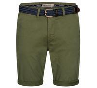 Geographical Norway Chino Shorts Kurze Hose Bermuda Knielang Stoff bequem mit Gürtel Short, Hosengröße:L, Farbe:KAKI