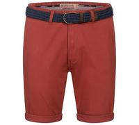 Geographical Norway Chino Shorts Kurze Hose Bermuda Knielang Stoff bequem mit Gürtel Short, Hosengröße:L, Farbe:Brique