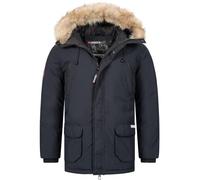 Geographical Norway Claude Men - Winterjacke Herren Warme Steppung Mann Herbst Winter - Warme Manteljacke leicht Kapuze - Daunenjacke Windstopper Langarm Polsterung - Männer (Marineblau M)