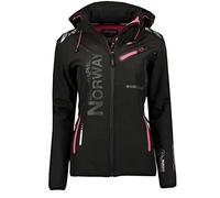 Geographical Norway Damen Reine Jacke Softshell Windbreaker Kapuze Patches Größe 2XL Farbe WT4411F/GN-black-pink
