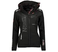 Geographical Norway Damen Reine Jacke Softshell Windbreaker Kapuze Patches Größe M Farbe WT4039F/GN-black-black