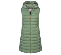 Geographical Norway Damen Stepp weste Kapuze Übergangs Herbst Winter Windbreaker Lang, Farbe:ALMOND GREEN, Größe:S (36)