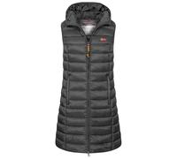 Geographical Norway Damen Stepp weste Kapuze Übergangs Herbst Winter Windbreaker Lang, Farbe:Dunkelgrau, Größe:XL (42)