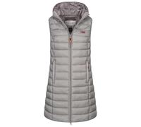 Geographical Norway Damen Stepp weste Kapuze Übergangs Herbst Winter Windbreaker Lang, Farbe:Hellgrau, Größe:M (38)