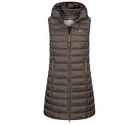 Geographical Norway Damen Stepp weste Kapuze Übergangs Herbst Winter Windbreaker Lang, Farbe:KAKI, Größe:M (38)