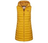 Geographical Norway Damen Stepp weste Kapuze Übergangs Herbst Winter Windbreaker Lang, Farbe:Mustard, Größe:S (36)