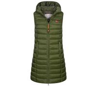 Geographical Norway Damen Stepp weste Kapuze Übergangs Herbst Winter Windbreaker Lang, Farbe:Olive, Größe:S (36)