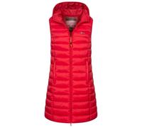 Geographical Norway Damen Stepp weste Kapuze Übergangs Herbst Winter Windbreaker Lang, Farbe:Rot, Größe:M (38)