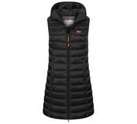 Geographical Norway Damen Stepp weste Kapuze Übergangs Herbst Winter Windbreaker Lang, Farbe:Schwarz, Größe:L (40)