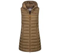 Geographical Norway Damen Stepp weste Kapuze Übergangs Herbst Winter Windbreaker Lang, Farbe:Taupe, Größe:L (40)