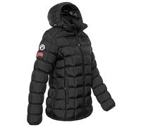 Geographical Norway Damen Steppjacke Parka Winterjacke Warm Gesteppt Outdoor Jacke Kapuze, Farbe:Schwarz, Größe:S 36