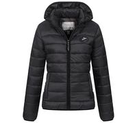 Geographical Norway Damen Übergangsjacke Steppjacke Outdoor Frühlingsjacke leicht Kapuze, Farbe:Schwarz, Größe:XXL (44)