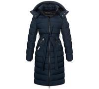 Geographical Norway Damen Winter Jacke Mantel Parka Steppjacke Steppmantel Wintermantel Lange Jacke 2 wege Reisverschluss Kapuze abnehmbar Produktion H-H, Farbe:Navy, Größe:L 40