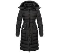 Geographical Norway Damen Winter Jacke Mantel Parka Steppjacke Steppmantel Wintermantel Lange Jacke 2 wege Reisverschluss Kapuze abnehmbar Produktion H-H, Farbe:Schwarz, Größe:3XL (46)