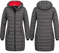 Geographical Norway Damen Winter Jacke Stepp Mantel Parka Lange Steppjacke Winterparka, Farbe:Anthrazit, Größe:XL 42