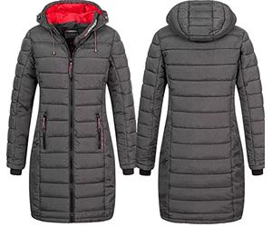 Geographical Norway Damen Winter Jacke Stepp Mantel Parka Lange Steppjacke Winterparka, Farbe:Anthrazit, Größe:3XL 46