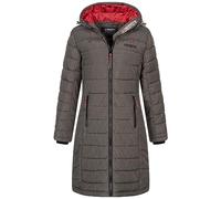 Geographical Norway Damen Winter Jacke Stepp Mantel Parka Lange Steppjacke Winterparka, Farbe:KAKI, Größe:XL 42