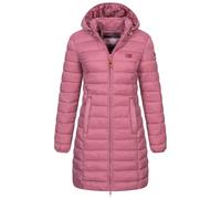 Geographical Norway Damen Winter Jacke Steppjacke Parka Lange Kapuzenjacke Steppmantel Outdoor abnehmbare Kapuze, Farbe:Old Pink, Größe:M (38)
