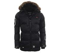 Geographical Norway Danone Men - warme Daunenjacke für Herren - warme Jacke mit Futter für den Winter Herren - Windjacke, langärmlig, Füllung aus leichtem Stoff, Schwarz, S
