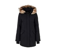 Geographical Norway Dinasty Lady - Damen Parka Jahreszeit Herbst Winter - Kleidung Wintermantel Warm Kapuze Kunstpelz Casual Long Sleeve - Ideal Elegant Geschenk Frauen (Schwarz XL-Größe 4)
