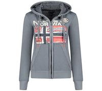 Geographical Norway FARLOTTE Lady - Damen Sweatshirt Langarmshirt Taschen - Damen Sweatshirt Langarm Pullover Winter - Hoodie Jacke Hoodies Kapuzenpullover Casual Classic (Dunkelgrau S)
