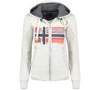 Geographical Norway Farlotte Lady - Hoodie Damen Sweatjacke Zip Kapuze Taschen - Pullover Damen Langarm Warm Jacke - Frauen Jahreszeit Frühling Sommer Herbst (Hellgrau XXL)