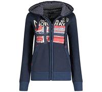 Geographical Norway Farlotte Lady - Hoodie Damen Sweatjacke Zip Kapuze Taschen - Pullover Damen Langarm Warm Jacke - Frauen Jahreszeit Frühling Sommer Herbst (Marineblau M)