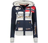 Geographical Norway Flyer Lady - Hoodie Damen Sweatjacke Zip Kapuze Taschen - Pullover Damen Langarm Warm Jacke - Frauen Jahreszeit Frühling Sommer Herbst (Marineblau XXL)