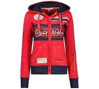 Geographical Norway Flyer Lady - Hoodie Damen Sweatjacke Zip Kapuze Taschen - Pullover Damen Langarm Warm Jacke - Frauen Jahreszeit Frühling Sommer Herbst (Rot XL)