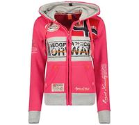 Geographical Norway Flyer Lady - Hoodie Damen Sweatjacke Zip Kapuze Taschen - Pullover Damen Langarm Warm Jacke - Frauen Jahreszeit Frühling Sommer Herbst (Pink L)