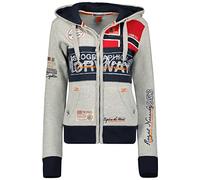 Geographical Norway Flyer Lady - Hoodie Damen Sweatjacke Zip Kapuze Taschen - Pullover Damen Langarm Warm Jacke - Frauen Jahreszeit Frühling Sommer Herbst (Hellgrau XXL)