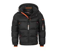 Geographical Norway FvS Production HH Men's Winter Parka Jacket, with Warm, Quilted Lining, for Outdoor Use, Black, M