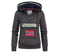 Geographical Norway GYMCLASS Lady - Damen Sweatshirt Hoody Und Taschen Känguru - Damen Sweatshirt Langarm - Pullover Winter - Hoodie Jacke Tops Sport Kapuzen Hoodies (DUNKELGRAU L - GRÖSSE 3)