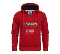 Geographical Norway GYMCLASS Men - Herren Kängurutasche Hoodie Sweatshirt mit Markenlogo und Langarm, rot, Small