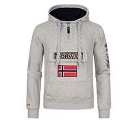 Geographical Norway Gymclass Men - Hoodie herren mit Kapuze Zip Tasche Känguru Mann - Pullover Sweatshirt Warm Langarm - Hoody Männer Jungen Frühling Sommer Herbst Winter (Hellgrau XL)