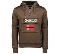 Geographical Norway Gymclass Men - Hoodie herren mit Kapuze Zip Tasche Känguru Mann - Pullover Sweatshirt Warm Langarm - Hoody Männer Jungen Frühling Sommer Herbst Winter (Braun L)