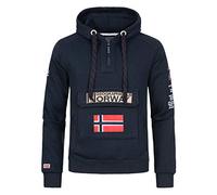 Geographical Norway Gymclass Men - Hoodie herren mit Kapuze Zip Tasche Känguru Mann - Pullover Sweatshirt Warm Langarm - Hoody Männer Jungen Frühling Sommer Herbst Winter (Marineblau L)