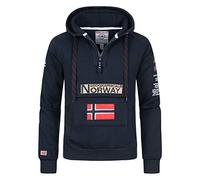Geographical Norway Gymclass Herren Kapuzen-Sweatshirt mit Känguru-Tasche, mit Logo, Hoodie, warm, langärmlig, Sport-Pullover, marine, XXXL